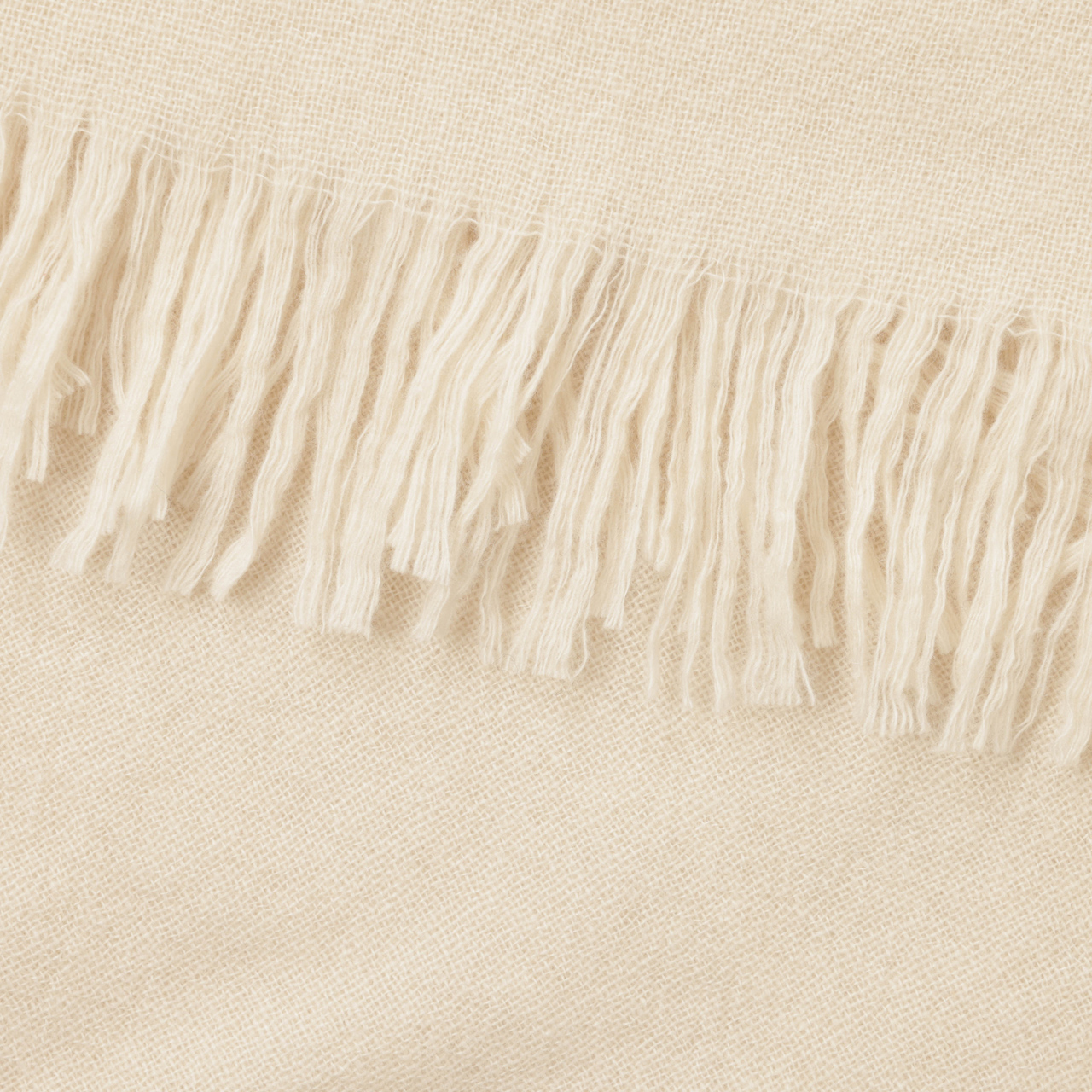 アソースメレ カシミヤ100%バスケットフリンジストール アイボリー